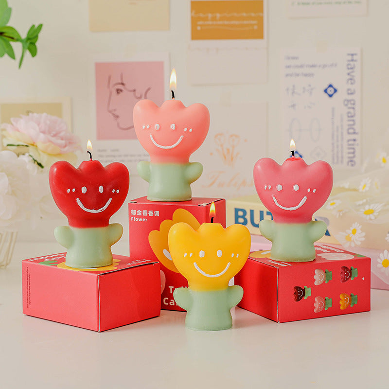 Smile Tulip Scented Candle, Holiday Ornament– Christmas Decoration Gift