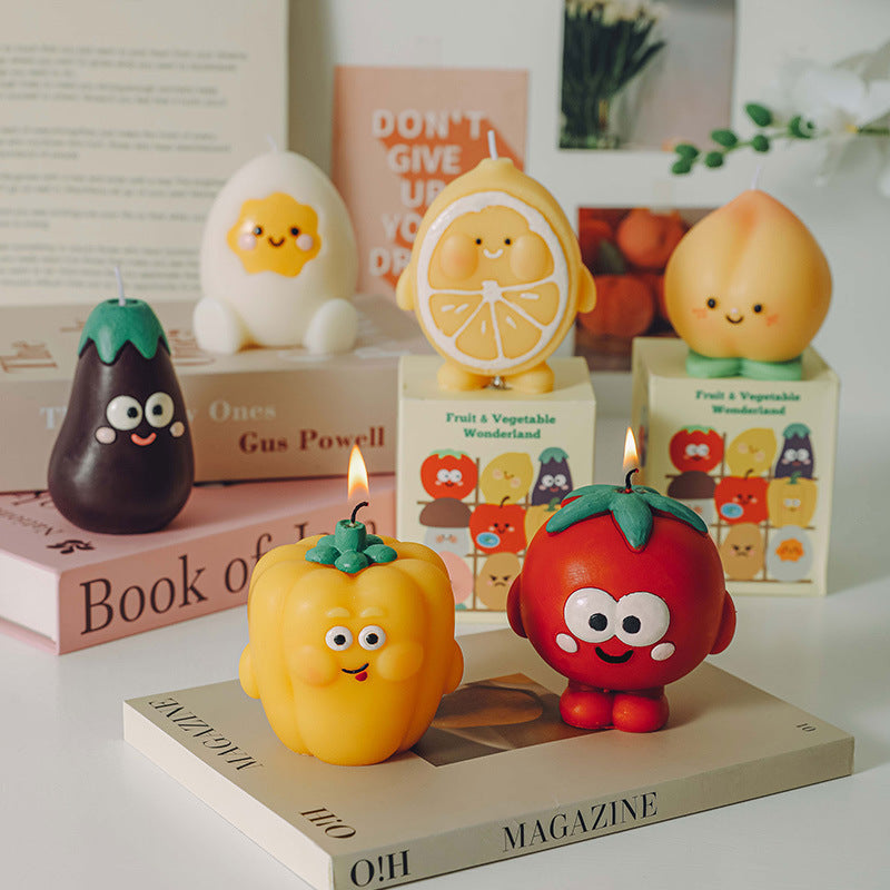 Cartoon Fruit and Vegetable Series Scented Candle, Holiday Ornament