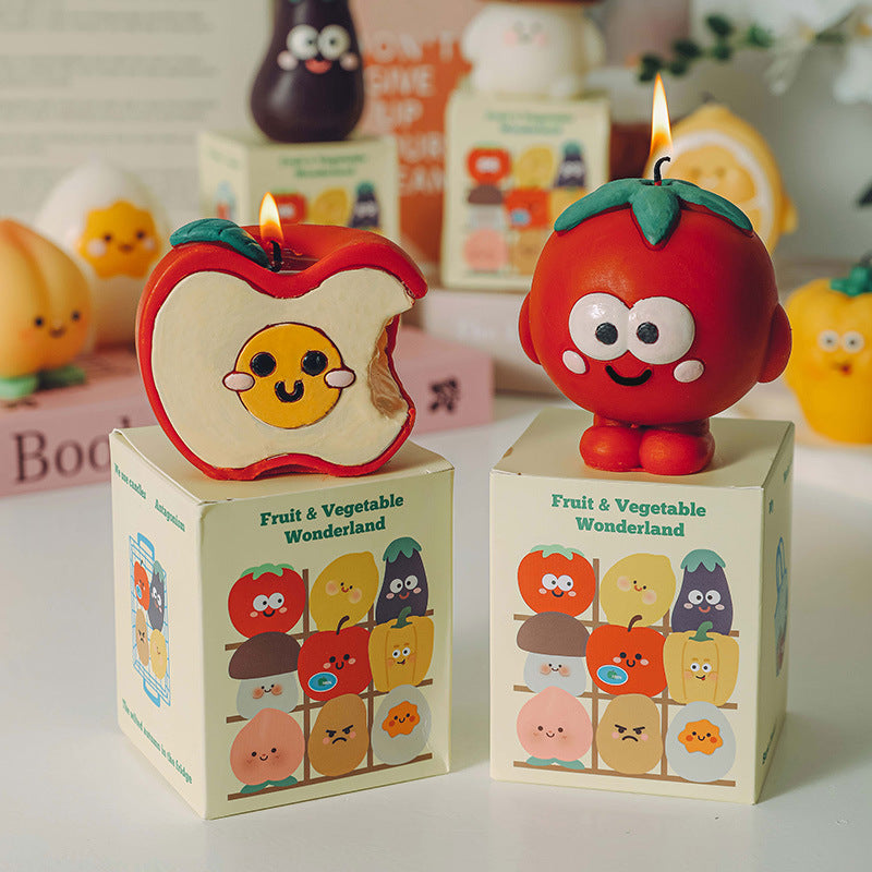 Cartoon Fruit and Vegetable Series Scented Candle, Holiday Ornament
