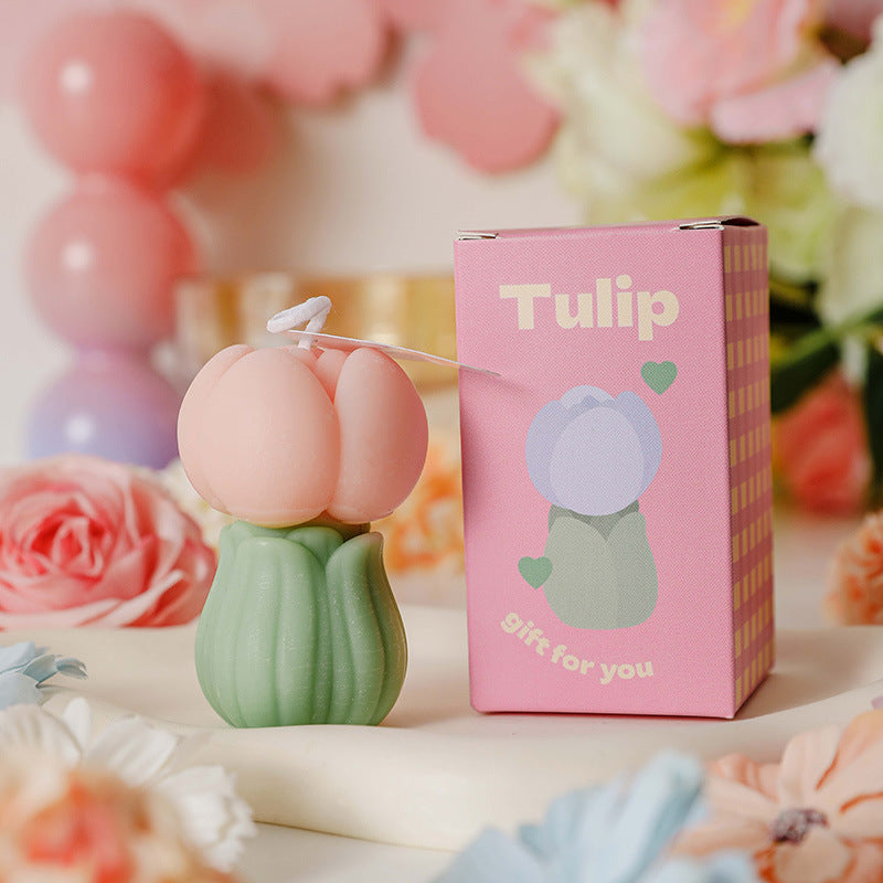 Tulip Bud Scented Candle, Holiday Ornament– Christmas Decoration Gift