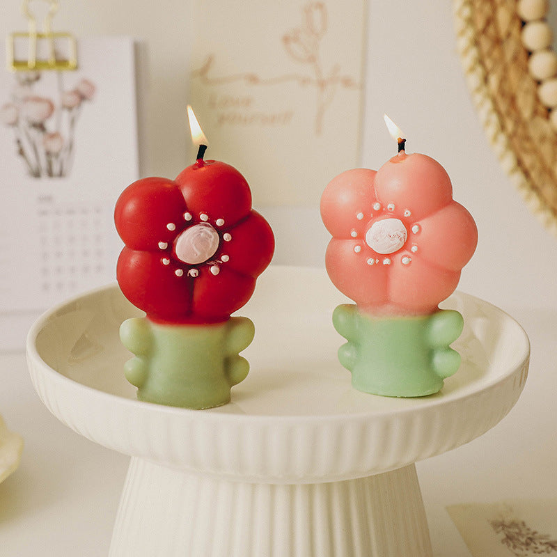 Flower Scented Candle, Holiday Ornament– Christmas Decoration Gift