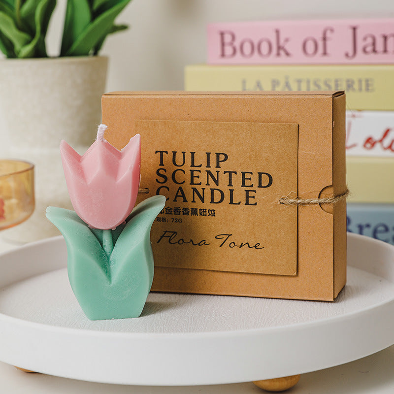 Tulip Scented Candle, Holiday Ornament– Christmas Decoration Gift