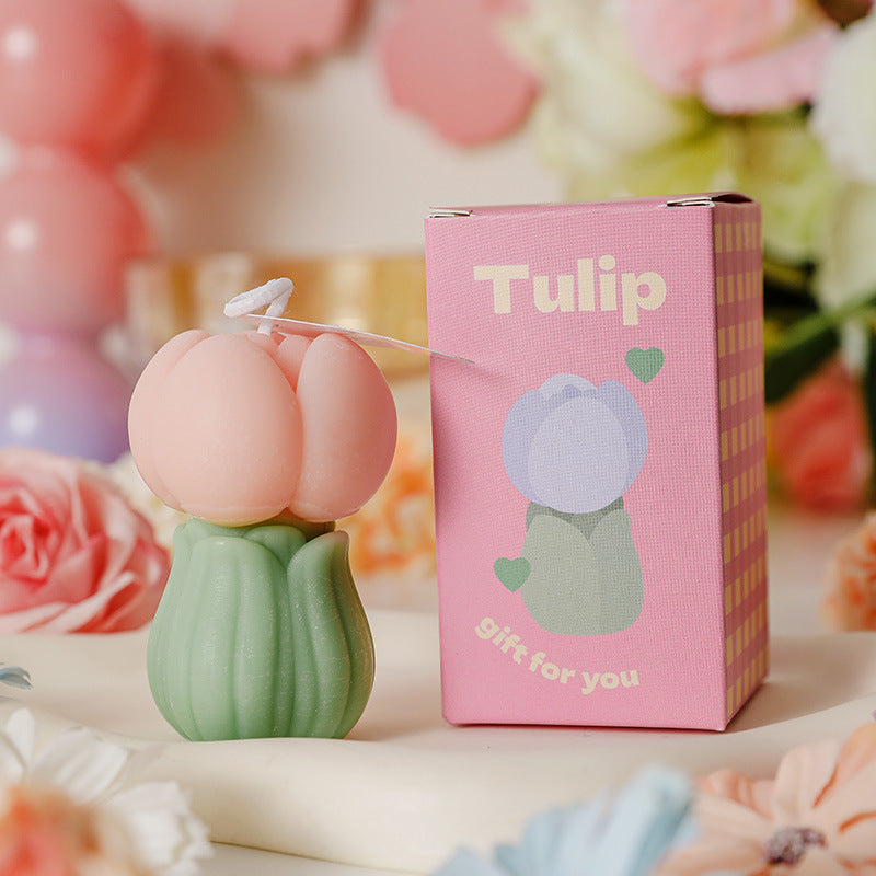 Tulip Bud Scented Candle, Holiday Ornament– Christmas Decoration Gift