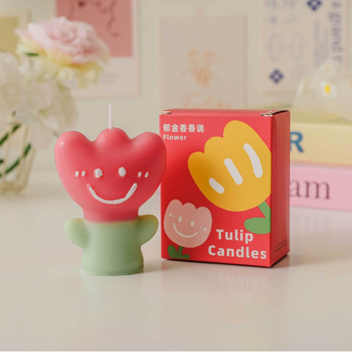 Smile Tulip Scented Candle, Holiday Ornament– Christmas Decoration Gift