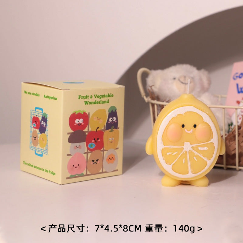 Cartoon Fruit and Vegetable Series Scented Candle, Holiday Ornament