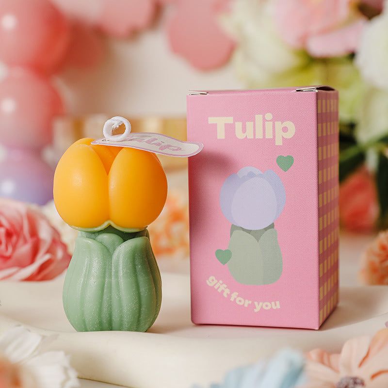 Tulip Bud Scented Candle, Holiday Ornament– Christmas Decoration Gift