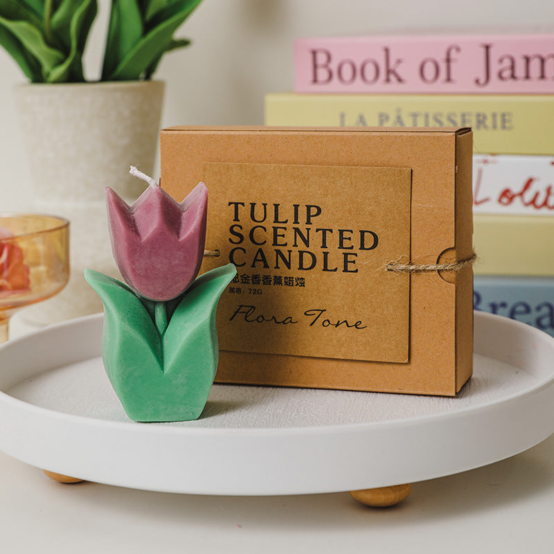 Tulip Scented Candle, Holiday Ornament– Christmas Decoration Gift