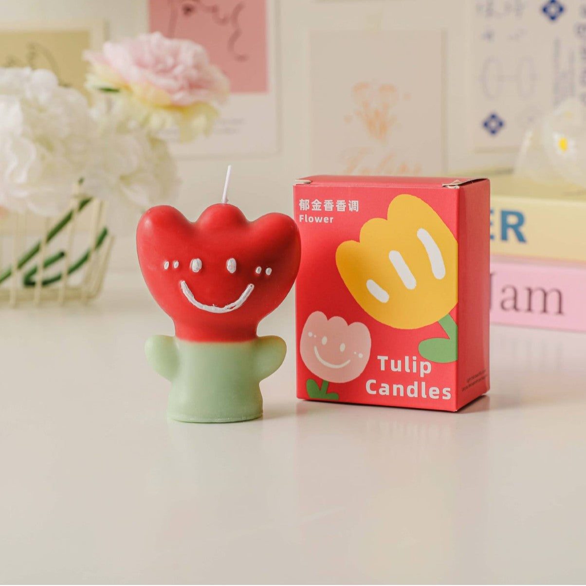 Smile Tulip Scented Candle, Holiday Ornament– Christmas Decoration Gift