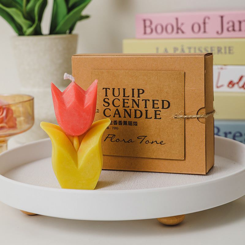 Tulip Scented Candle, Holiday Ornament– Christmas Decoration Gift