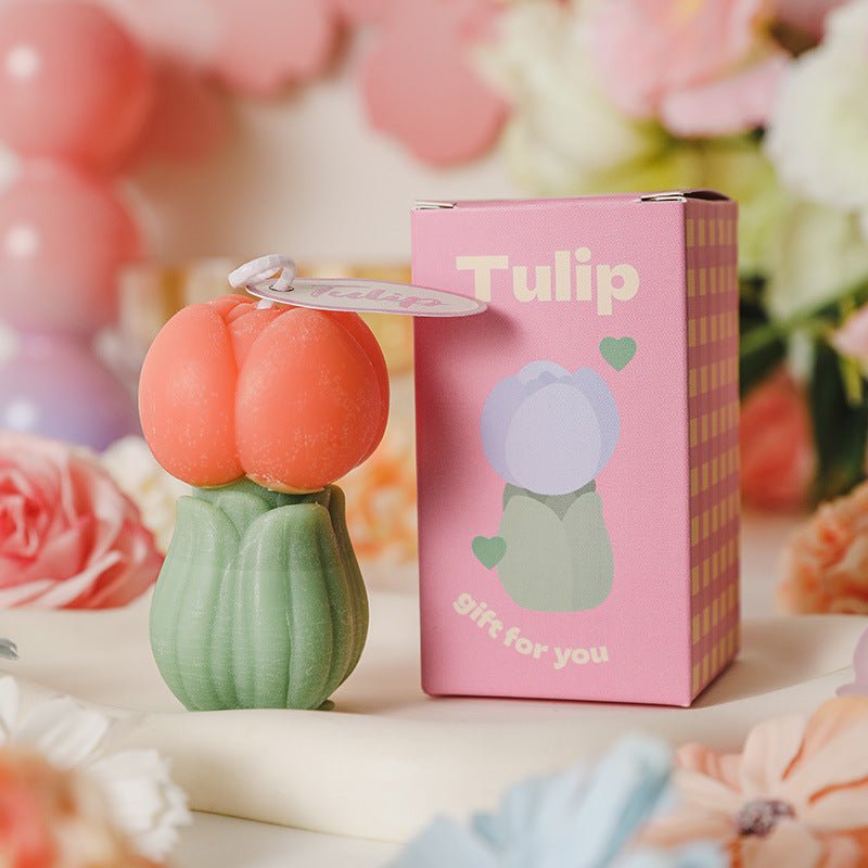 Tulip Bud Scented Candle, Holiday Ornament– Christmas Decoration Gift