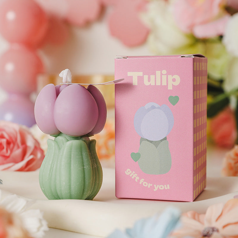 Tulip Bud Scented Candle, Holiday Ornament– Christmas Decoration Gift