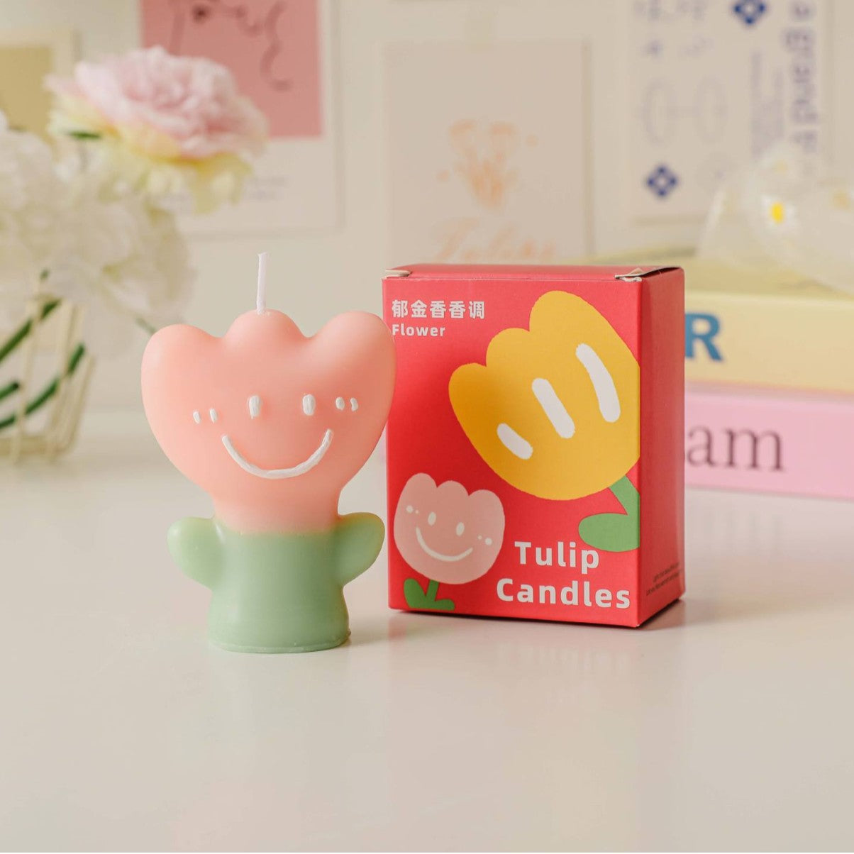 Smile Tulip Scented Candle, Holiday Ornament– Christmas Decoration Gift