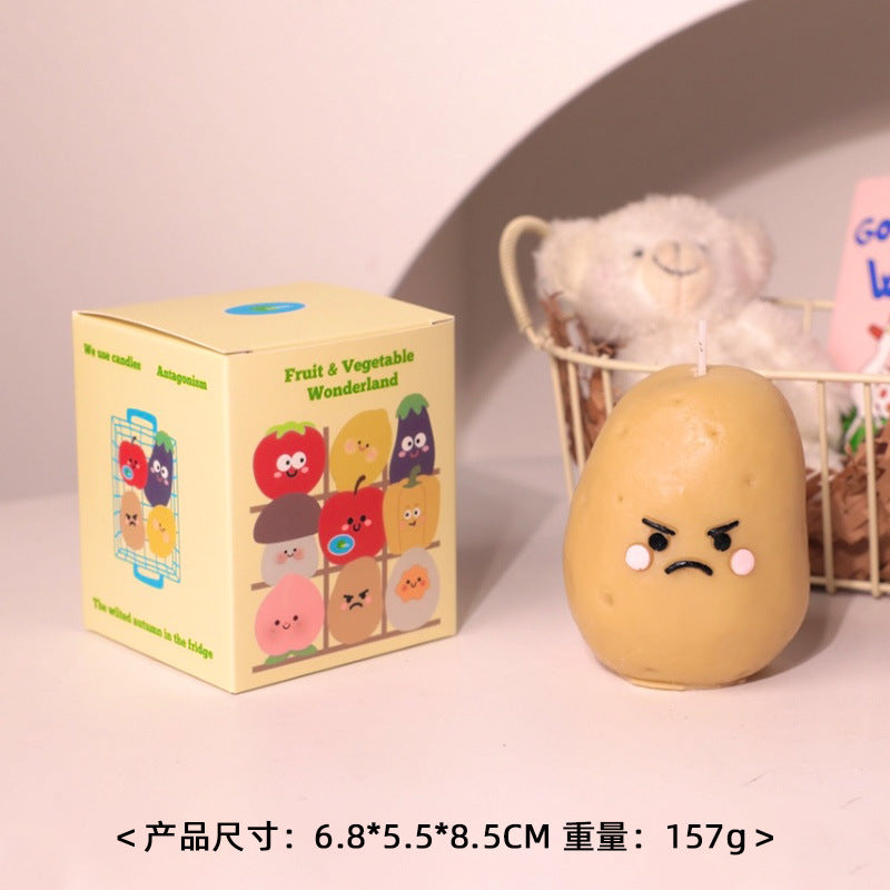 Cartoon Fruit and Vegetable Series Scented Candle, Holiday Ornament