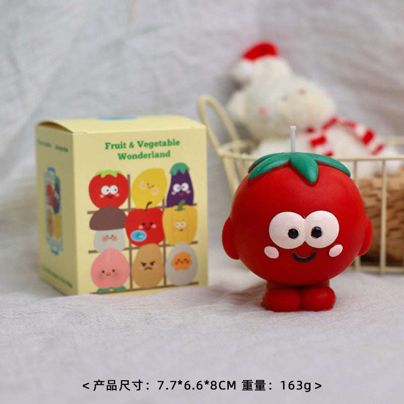 Cartoon Fruit and Vegetable Series Scented Candle, Holiday Ornament